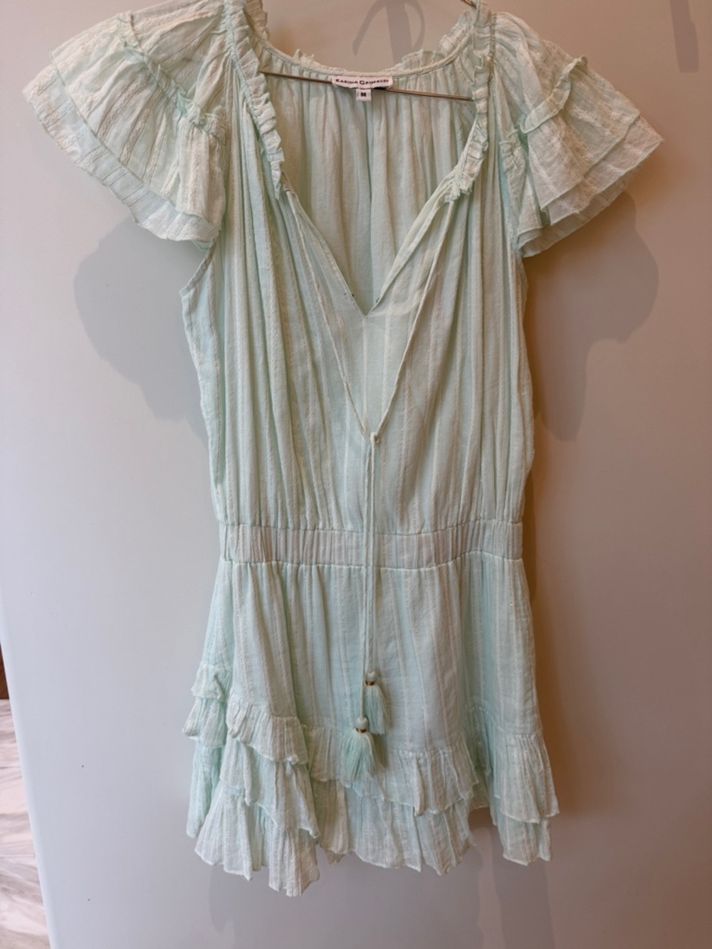 Karina Grimaldi Mint Green Ruffle Mini Dress